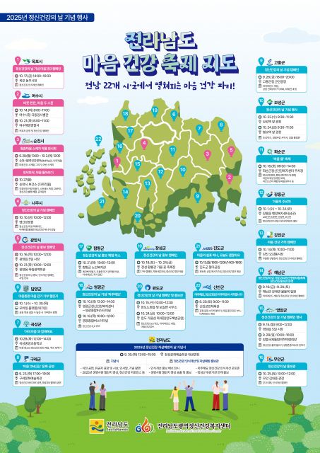 2025년 전라남도 마음 건강 축제 지도 포스터