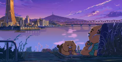 별빛 아래 함께하는 순간, 라이언과 춘식이